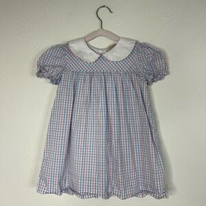 Beaufort Bonnet Dress Plaid Blue Pink Peter Pan Collar Puff Sleeve Style Size 3T